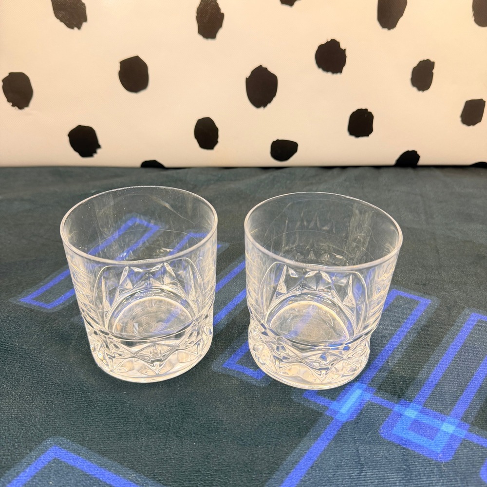 W.M. Dalton Cherbourg Old Fashioned Glasses Clear French Lead Crystal Set 2